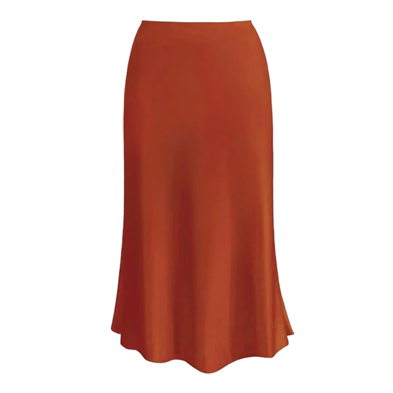 Elegant Silk Satin Skirts For Women High Waisted Skirt New Korean Fashion A-Line Faldas Solid Color Glossy Office Lady Skirts