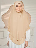 1pc Ready to Wear Instant Hijabs Double layered Chiffon Solid Headscarf Foulard Femme Musulman Shawl Wrap Bandana
