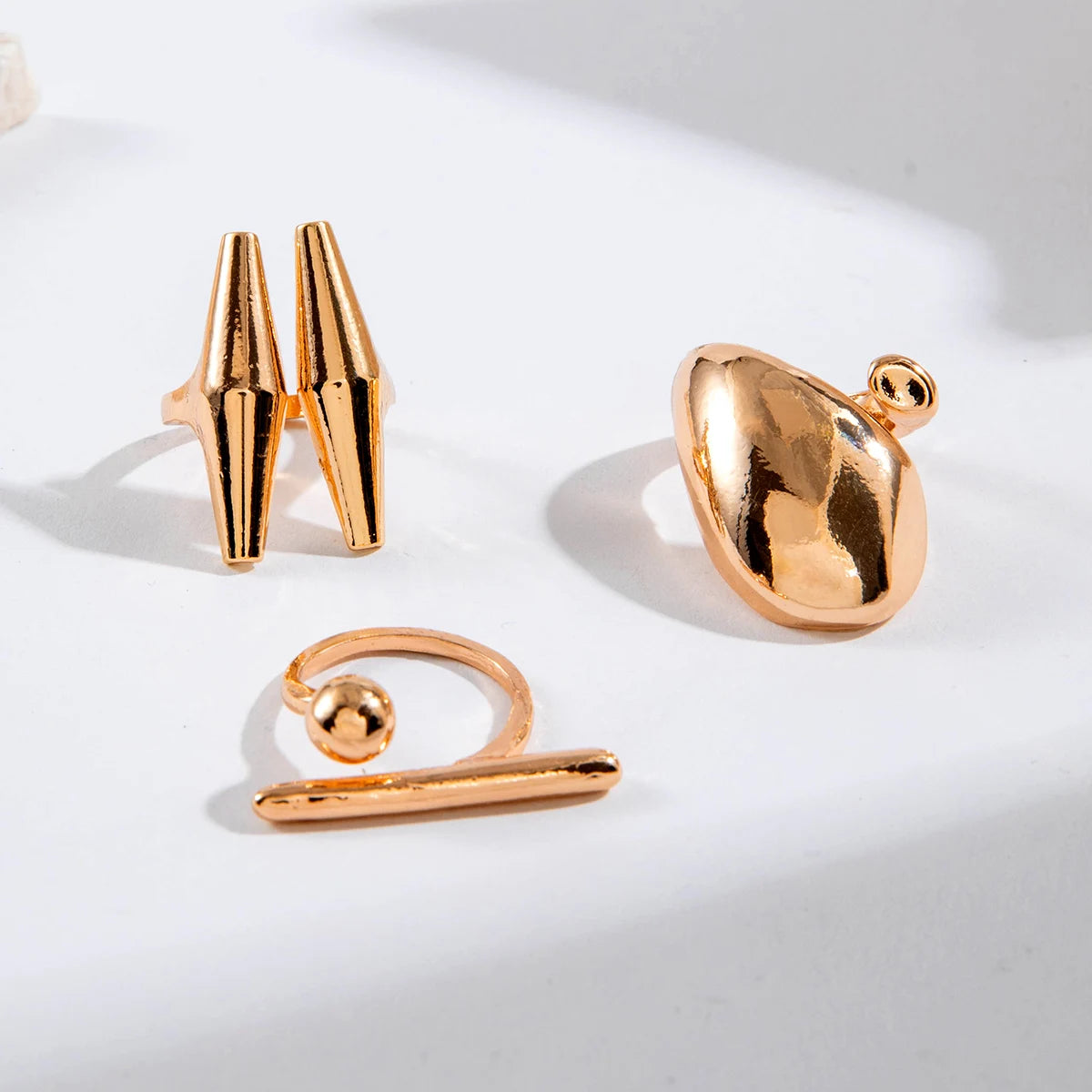 Tocona 2024 New Trendy Geometric Gold Silver Colour Set Rings for Women Adjustable Finger Ring Party Wedding Jewelry Accessories