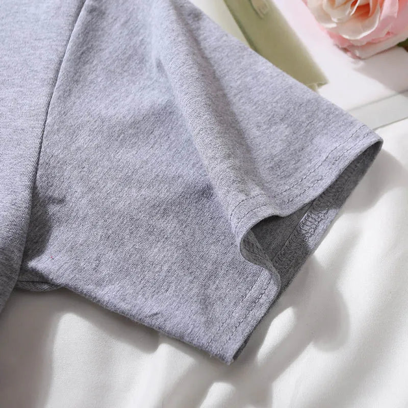 2023 Summer Short Sleeve T Shirts Women Cotton Solid T-shirt O Neck High Waist Crop Top Tee Female Casual Loose T Shirt