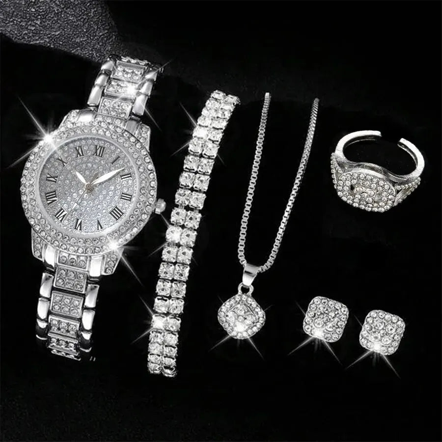 6PCS Luxury Crystal Women Watch Set