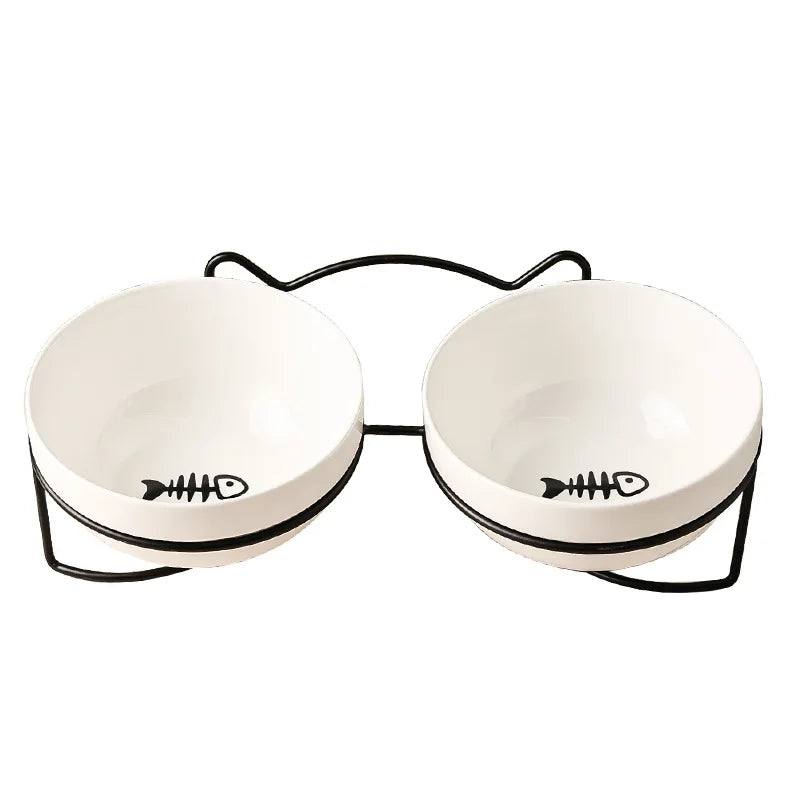 Ceramic Double Pet Bowl – Cervical Protection