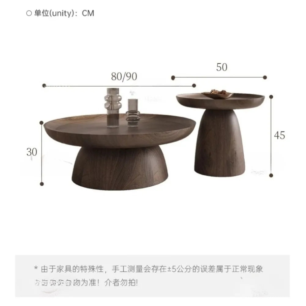 Round Creative Coffee Table Black Walnut Wood Combination Design Coffee Table Built in Design Minimalist furniture accessories