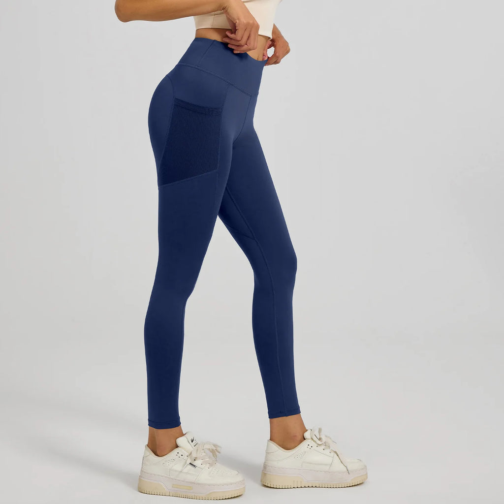 2026Spring Summer New Women's Yoga Pants Tight Peach Hip Leggings Pocket High Waist Belly Tight Trousers Sports Riding Pants Fit
