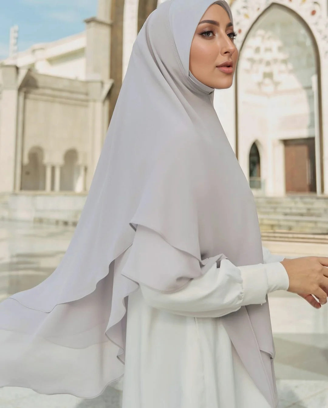 1pc Ready to Wear Instant Hijabs Double layered Chiffon Solid Headscarf Foulard Femme Musulman Shawl Wrap Bandana