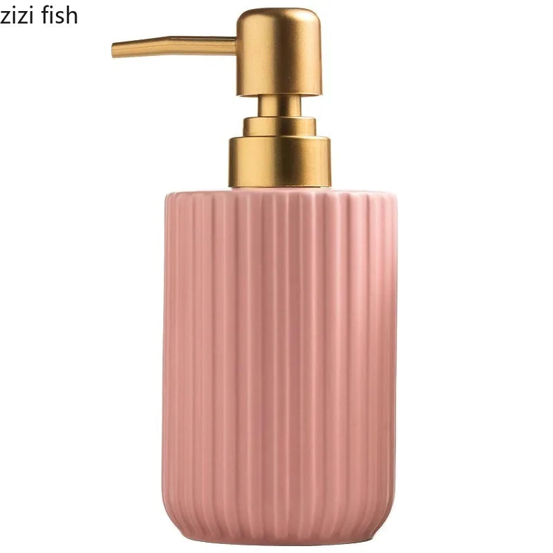 Matte Striped Ceramic Soap & Lotion Dispenser