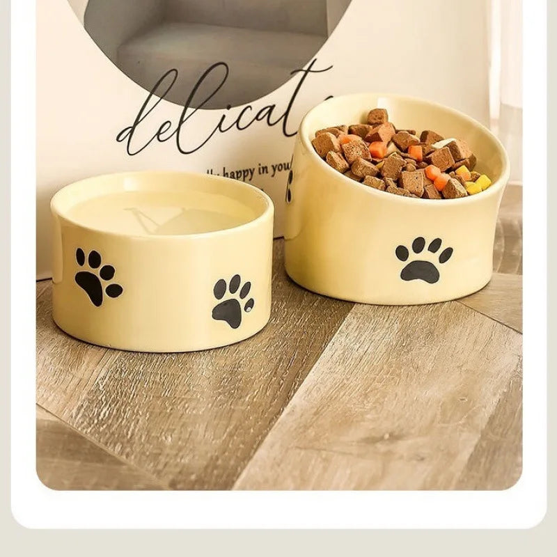 Tilted Elevated Ceramic Cat Bowl (Food & Water)