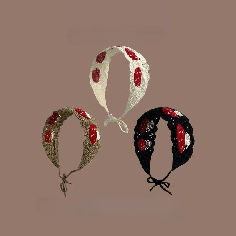 Small Strawberry Headband Crochet Sweet Cute Hair Band Women Scarf Headbands Bandanas Wide Elastic Hairbands Fashion Accessories