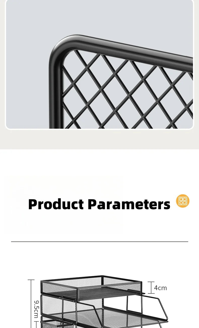 A4 Desk Paper Organizer – Metal Mesh Tray