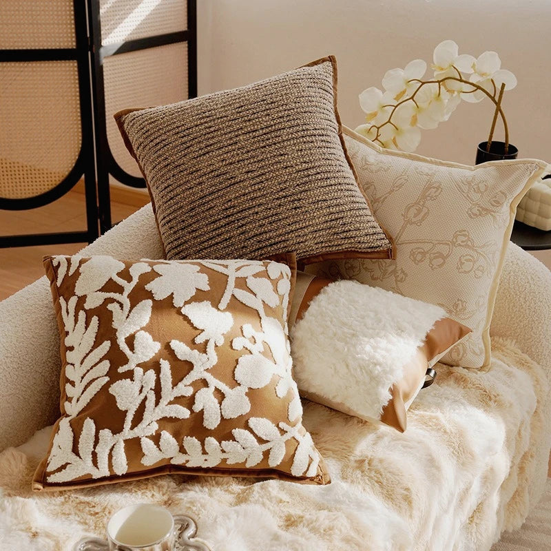30X50/45X45CM Brown Throw Pillow Cover French Light Luxury Forest Stamping Waist Cushion Cover Decor Home Decorative Pillowcase