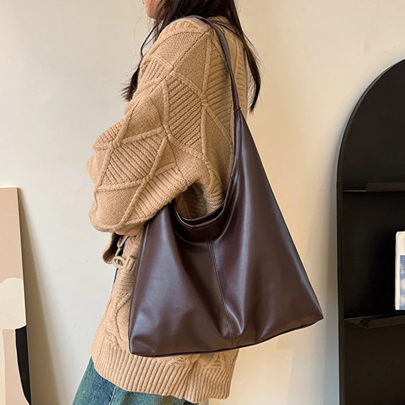 New Retro Women’s Tote Bag – Simple Large Shoulder Handbag