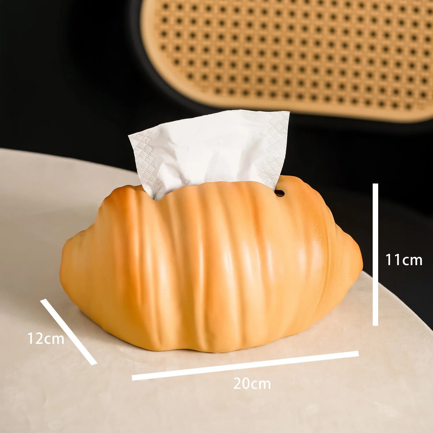 Creative Croissant Ceramic Tissue Box – Horizontal Design