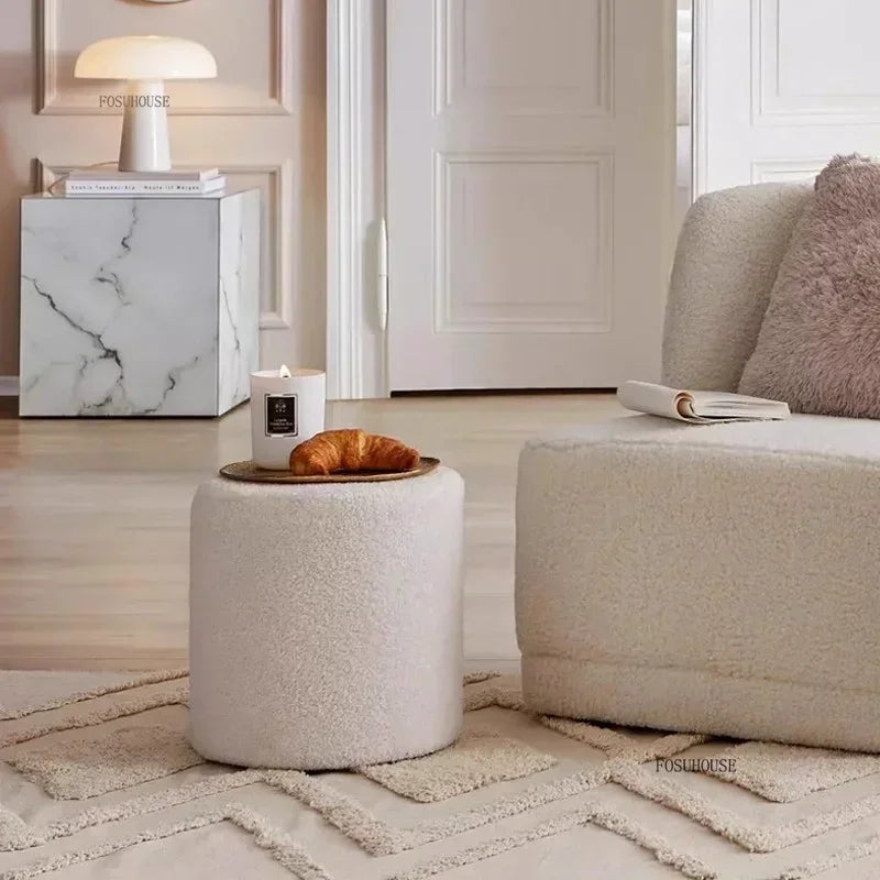 Modern Living Room Furniture Minimalist Shoe Changing Stool Nordic Lambswool Footrest Leisure Ottomans Designer Hallway Ottoman