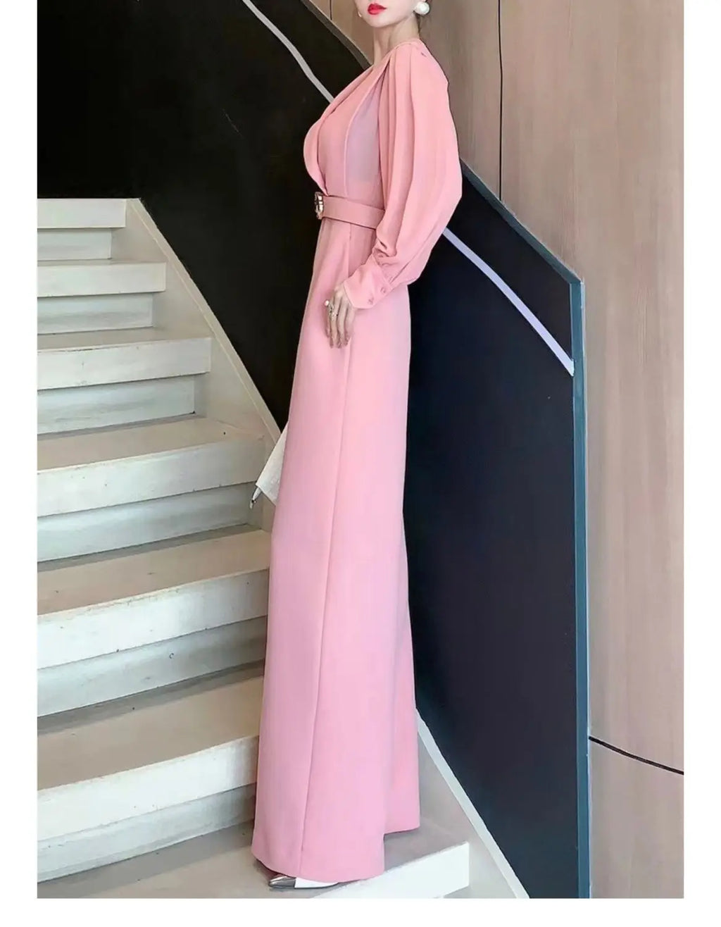2025 New Spring Autumn Women Long Jumpsuits Fashion Elegant Office Lady Long Sleeve Wide Leg Pants Rompers