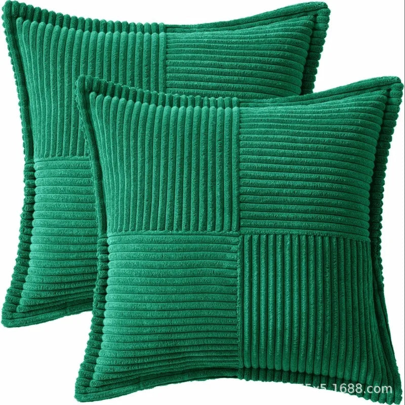 Solid Color Striped Corduroy Pillow Cushion Cover - Minimalist Sofa Backrest Cushion Office Lumbar Support Pillow Case for Nap