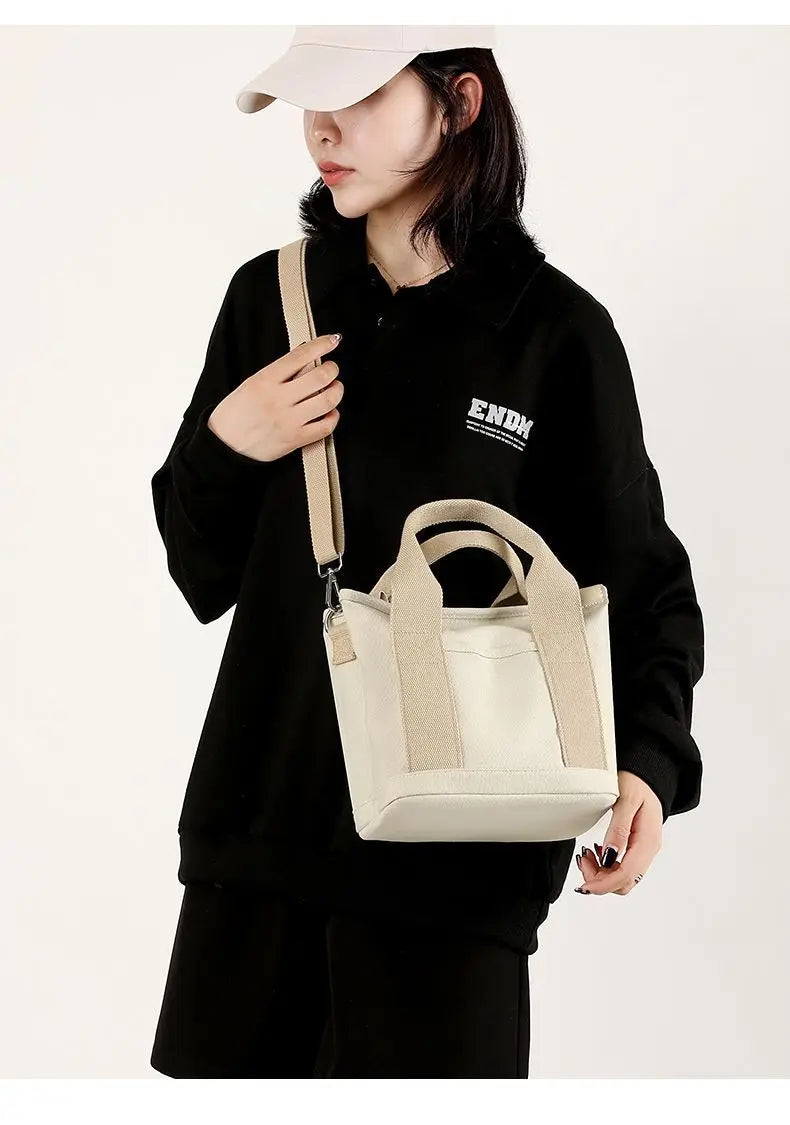 Xierya Women’s Small Canvas Shoulder Bag – Stylish Zippered Mobile Phone Bucket Tote