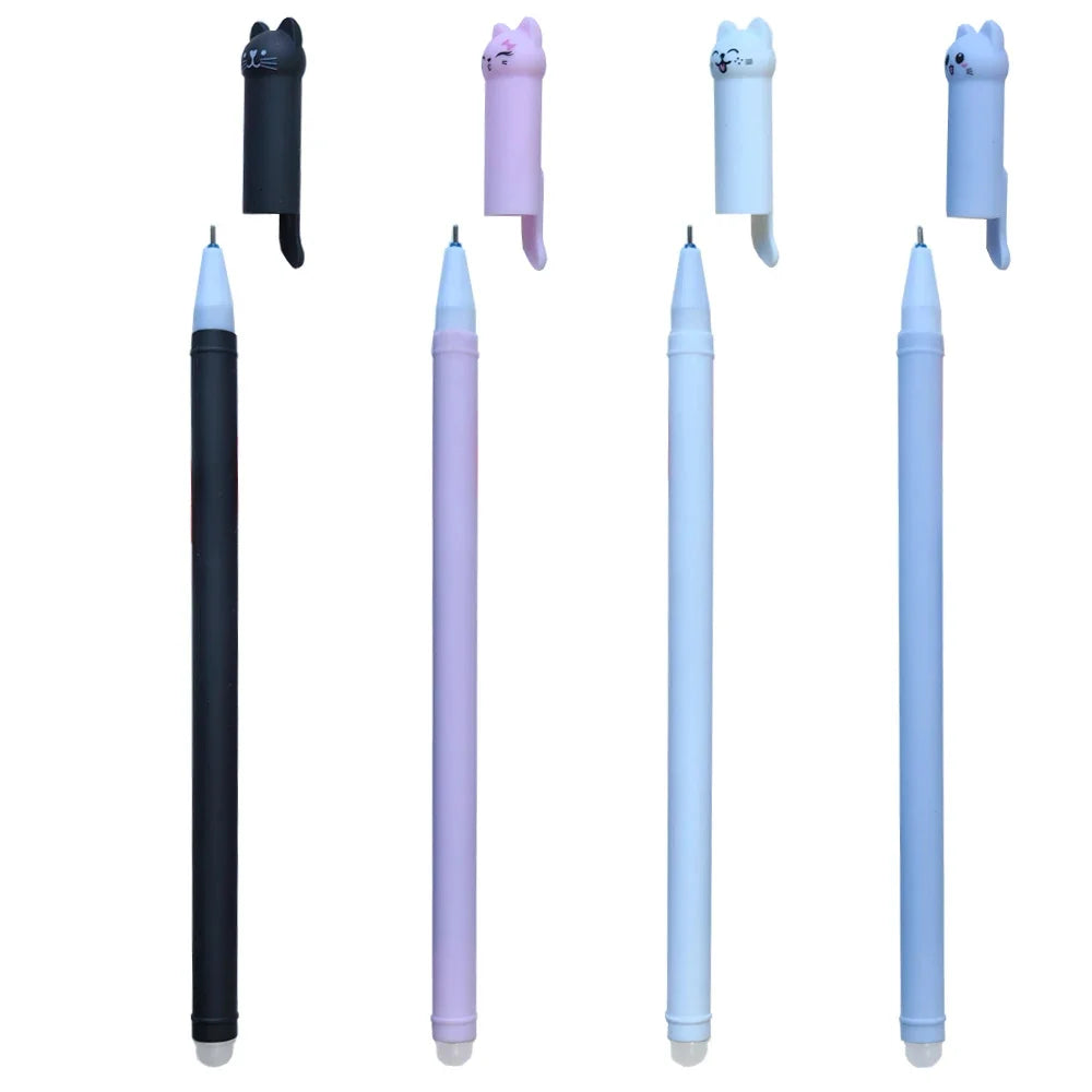 Cat Erasable Gel Pen Set – 0.5mm, 4/8/12pcs