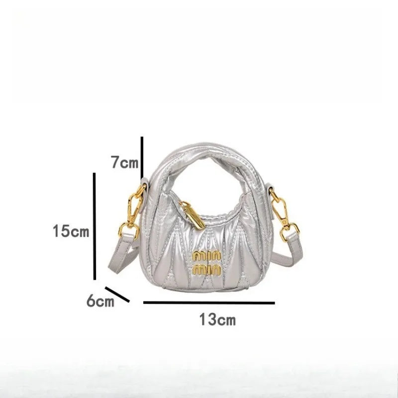 New Trendy Crescent Moon Cloud Dumpling Bag Pleated Shoulder Bag Fashionable Embroidery Portable Messenger Women's Bag