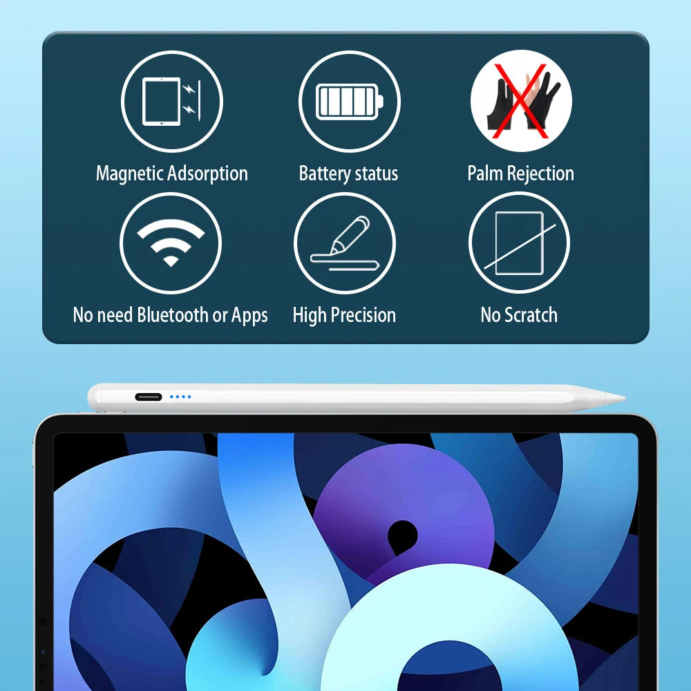 iPad Pencil Stylus – Palm Rejection & Power Indicator
