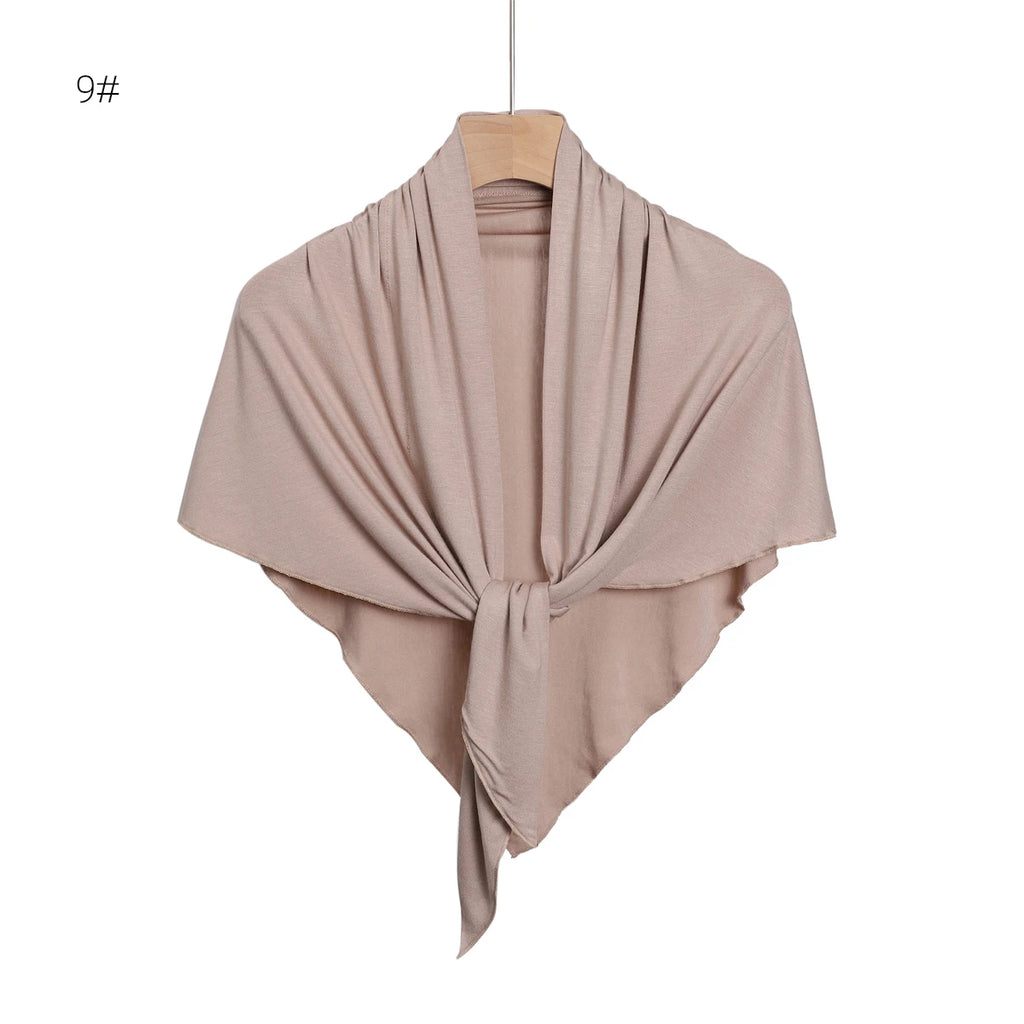 2024 New Solid Color Soft Modal Triangle Scarf Hijab Elastic Mercerized Cotton Wrap for Muslim Woman Hot Sale Headscarf