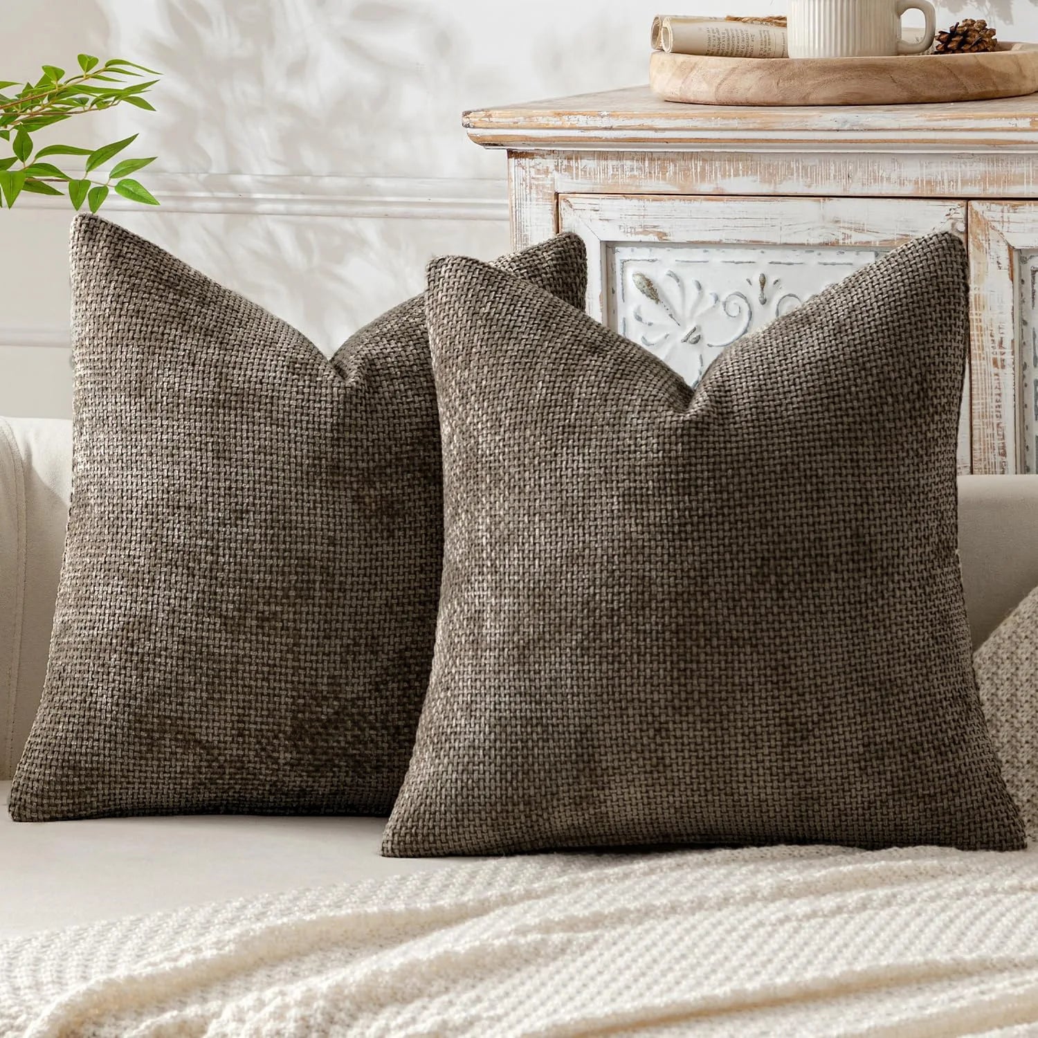 1pcs Chenille Throw Pillow Cover Soft Solid Color Cushion Case with Cross Woven Design Decorative Pillowcase Sofa Bed Home Decor