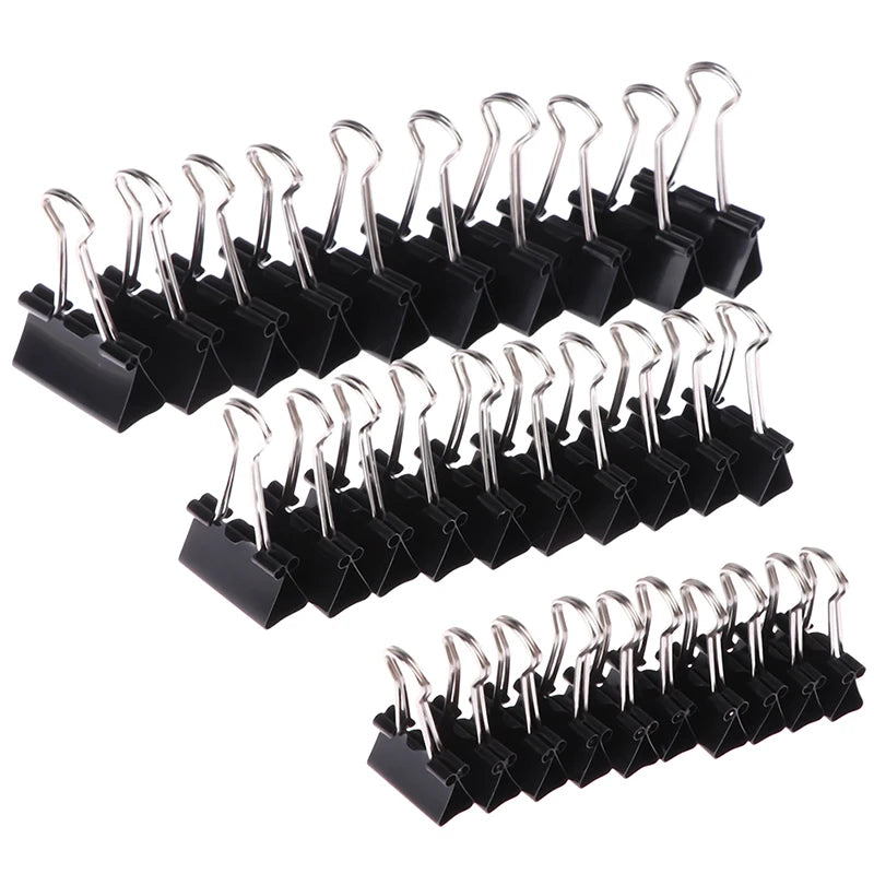 10pcs Black Metal Binder Clips – 19/25/32mm