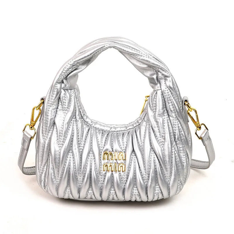 Designer Women Handbags 2025 French Women's Bag Pleated Miu Niche Trendy Handbag Crescent Bag Ins Single Shoulder Crossbody Bag