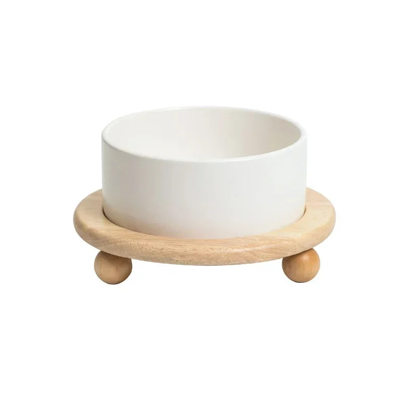 Elevated Pet Bowl with Wood Stand (400/850ml)