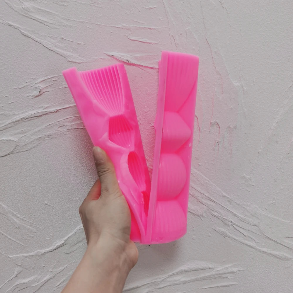 Two Sizes Ribbed Pillar Candle Silicone Mold