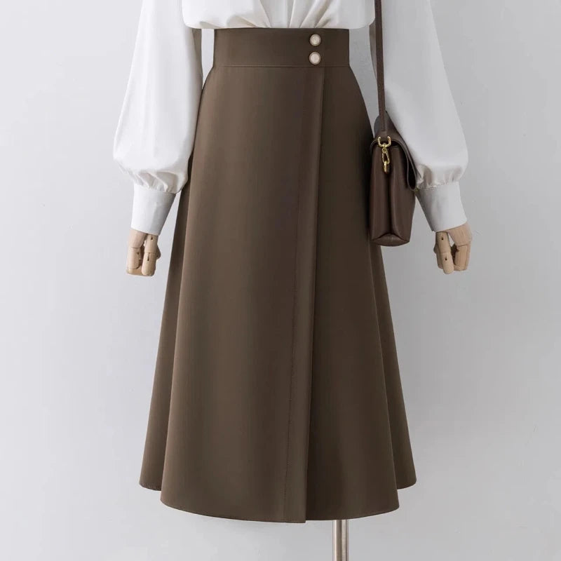 Maillard Suit Skirt Irregular Skirt Women's High Waist Mid-length Skirt Small Commuter A-line Skirt
