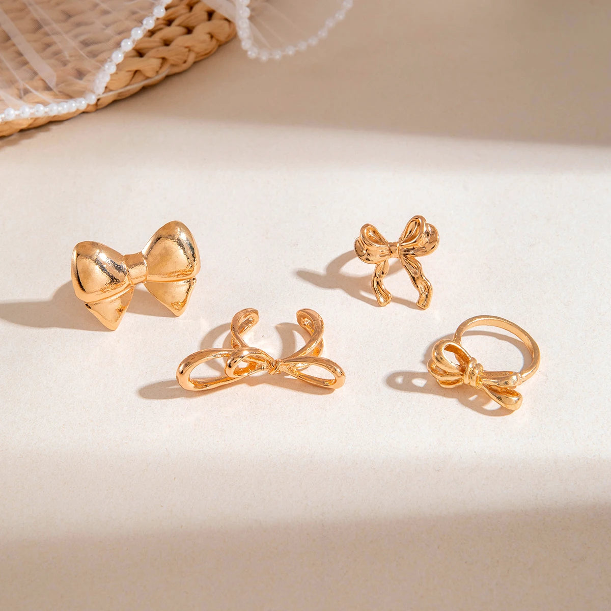 Tocona 2024 New Trendy Geometric Gold Silver Colour Set Rings for Women Adjustable Finger Ring Party Wedding Jewelry Accessories