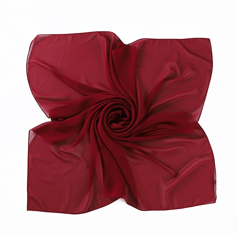 110X110CM Malaysia Square Chiffon Hijab Solid Muslim Head Scarf Ladies Plain Shawl and Wrap Headband Foulard Tudung Bawal
