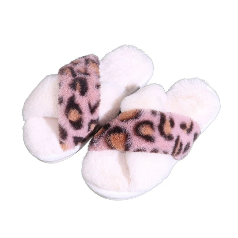 Leopard Plush Women Slippers