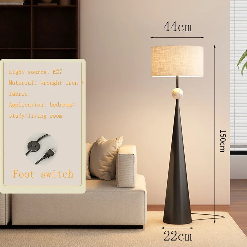 Wabi-sabi Minimalist Floor Lamp Cloth Cover Art Decorative Japan Designer Stand Lights Living Sofa Bedroom Bedside Floor Light