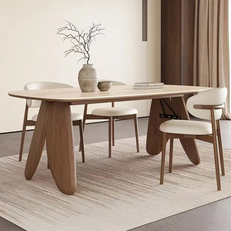 French-Style Retro Solid Wood Rock Slab Dining Tables Nordic Creative Rectangular Dining Room Table Kitchen Home Furniture FYDT