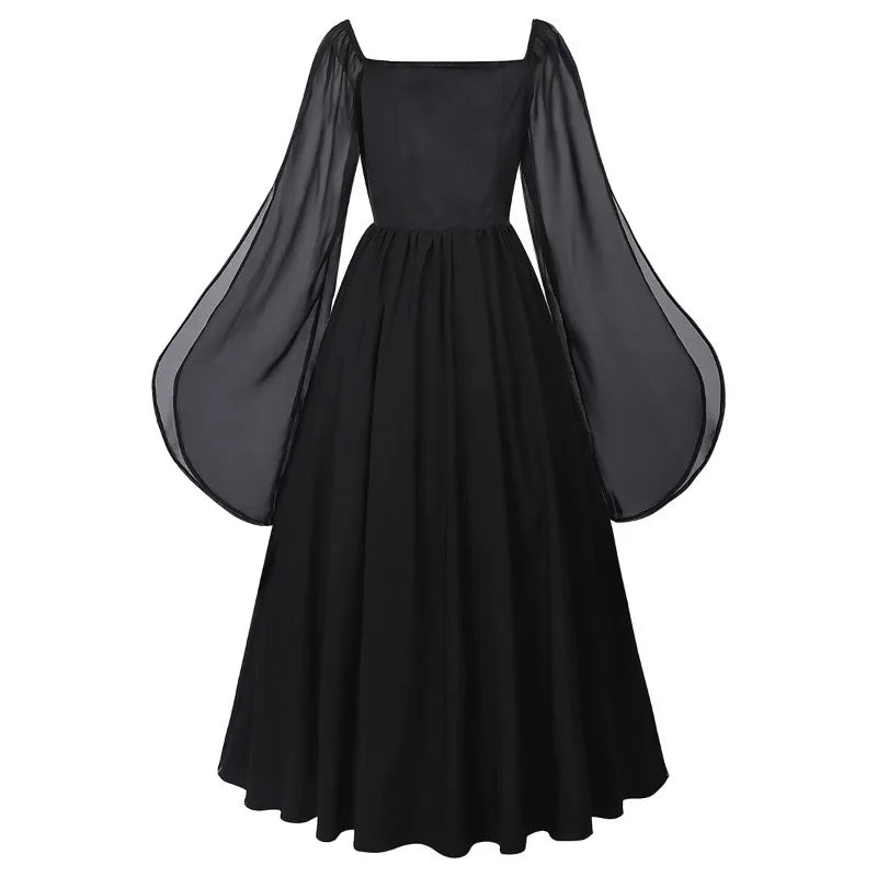 Medieval Renaissance Dress for Women Pirate Fairy Gown with Flared Sleeves