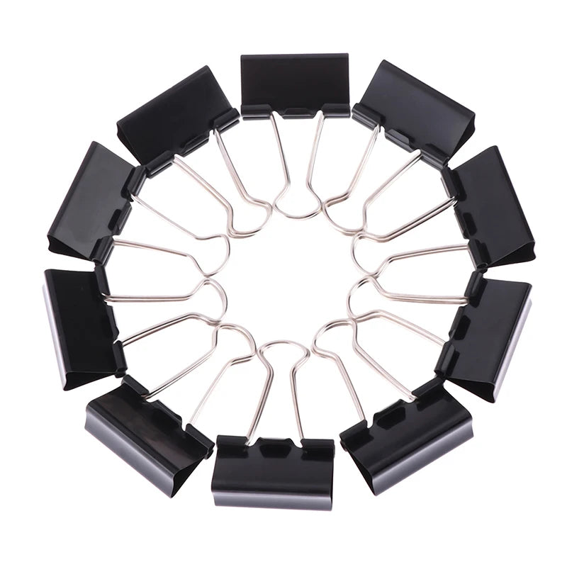 10pcs Black Metal Binder Clips – 19/25/32mm