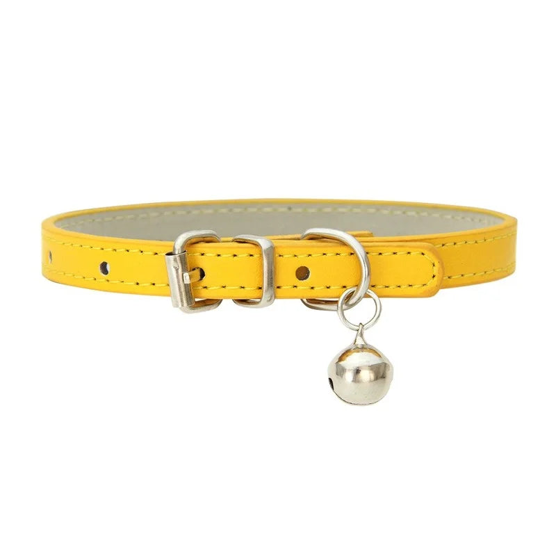 PU Leather Pet Collar with Bell & Leash for Dogs & Cats