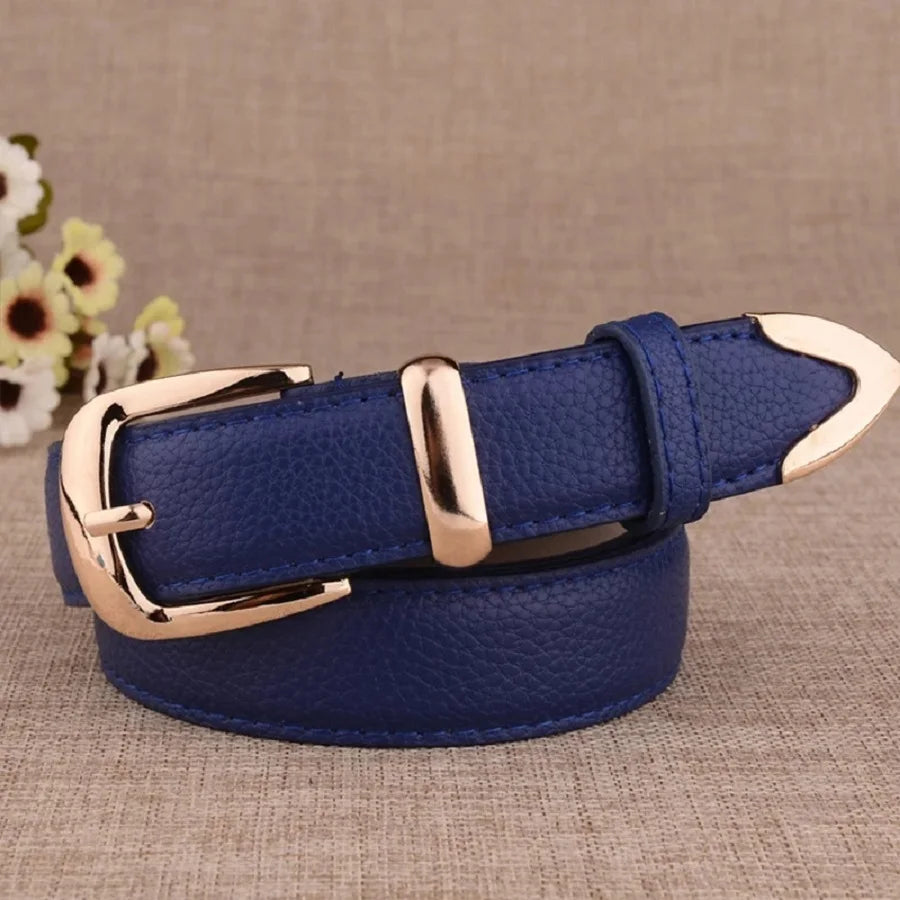 Women White Leather Trouser Belt