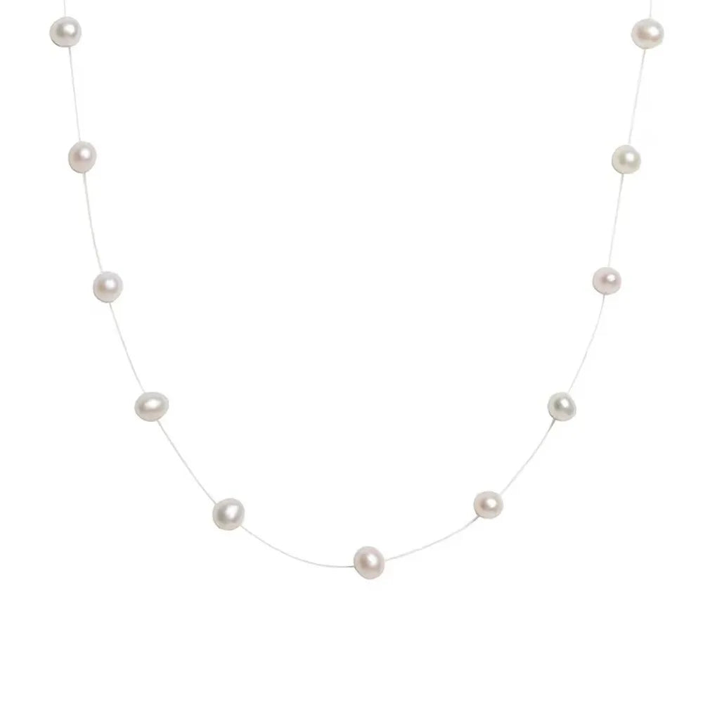 White Pearl Beads Choker Necklace