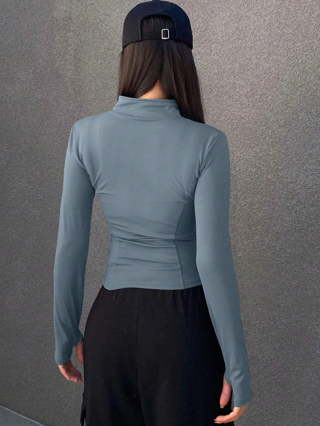 Women's Sport Zipper Closure Slim Fit Crop Jacket Solid Color Stand-up Collar Long Sleeve Yoga Clothes Spring/Autumn Streetwear