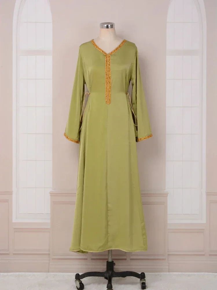 Eid Muslim Dress Women Abaya Diamond Lace-up Jalabiya Morocco Party Dresses Dubai Abayas Islam Vestidos Arab Long Robe 2026