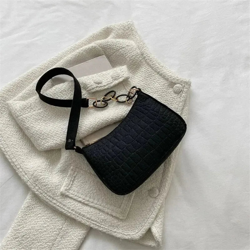 Luxury Crescent Shoulder Tote Bag for Women – Elegant Felt Design Underarm Handbag, Small Square Fashion Purse