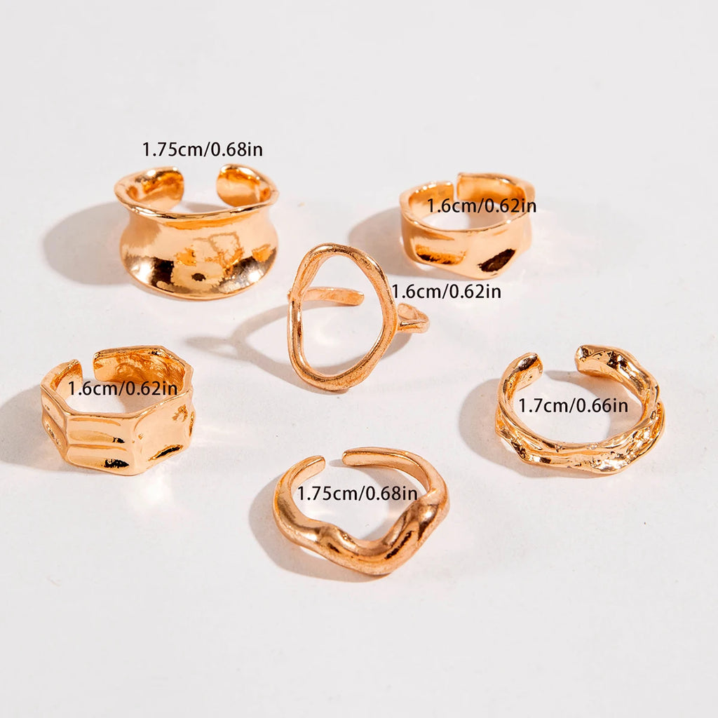 Tocona 2024 New Trendy Geometric Gold Silver Colour Set Rings for Women Adjustable Finger Ring Party Wedding Jewelry Accessories