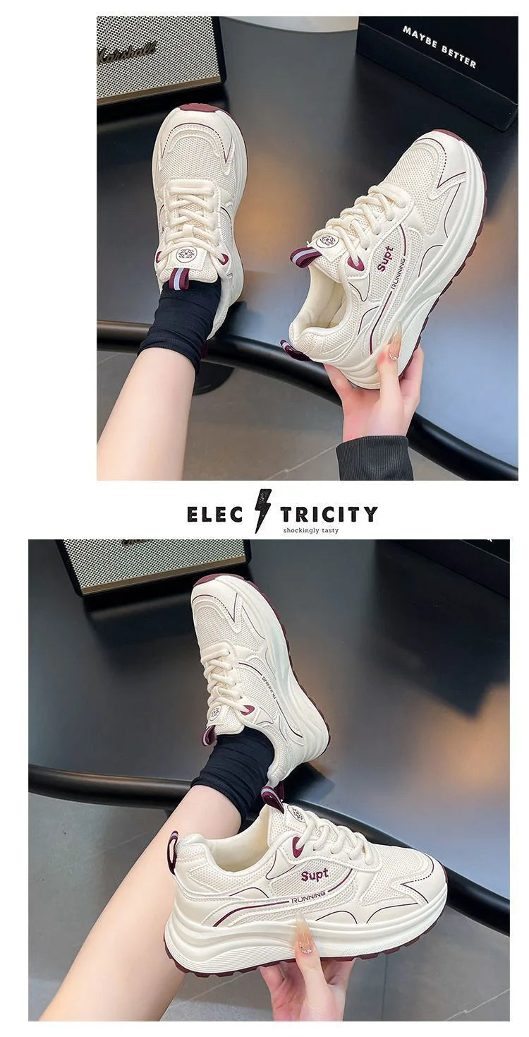 Height Increase Women Vulcanized Shoes Autumn New Lightweight Lace Up Platform Sneakers Comfort Breathable Non Slip Casual Shoes