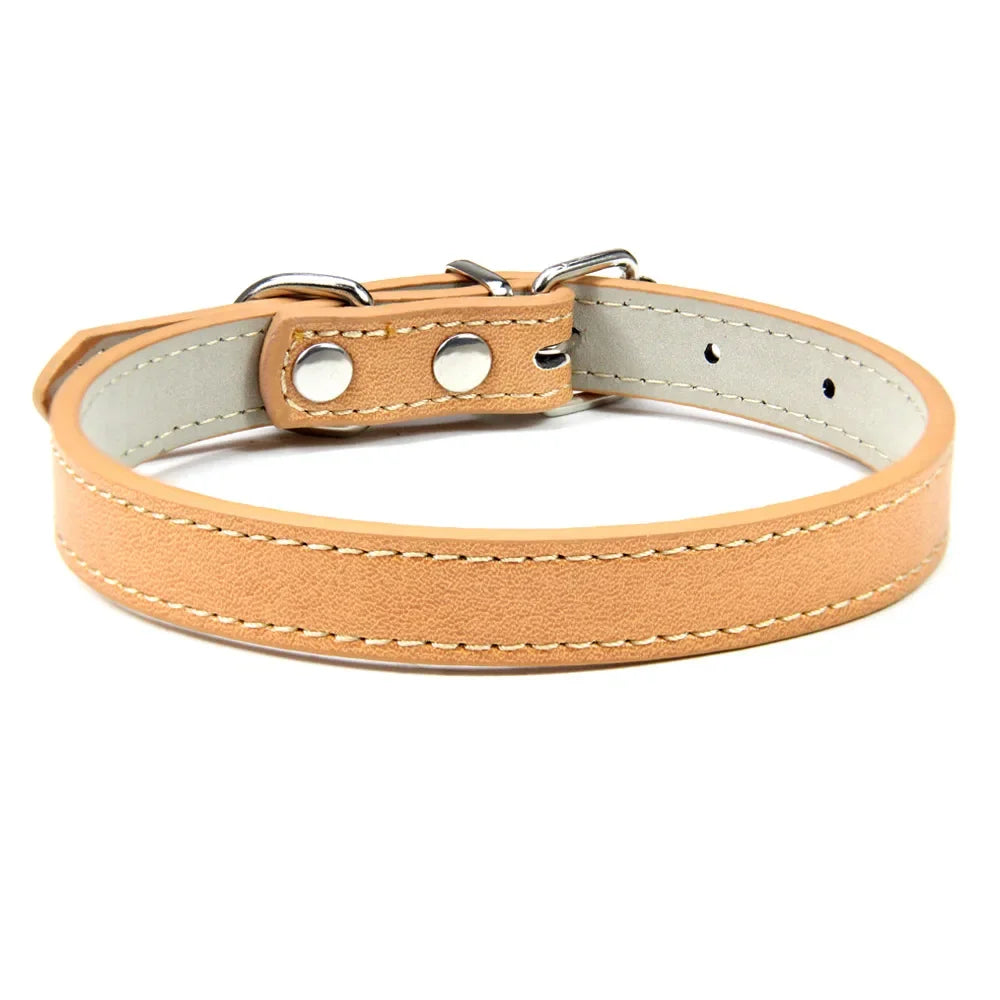 Soft Leather Adjustable Pet Collar (Dog & Cat)