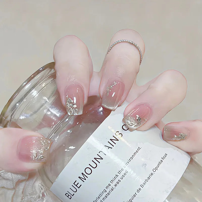 24pcs Detachable Short Press on Nails Y2k rhinestone False Nails with Glue Ballet Sweet Cool Girls Artificial False Nails Tips