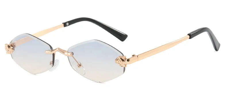 Fashion Rimless Polygonal Sunglasses women Trendy Gradient Lens Metal Shades Luxury Brand Small Rhombus Vintage Sun Glasses