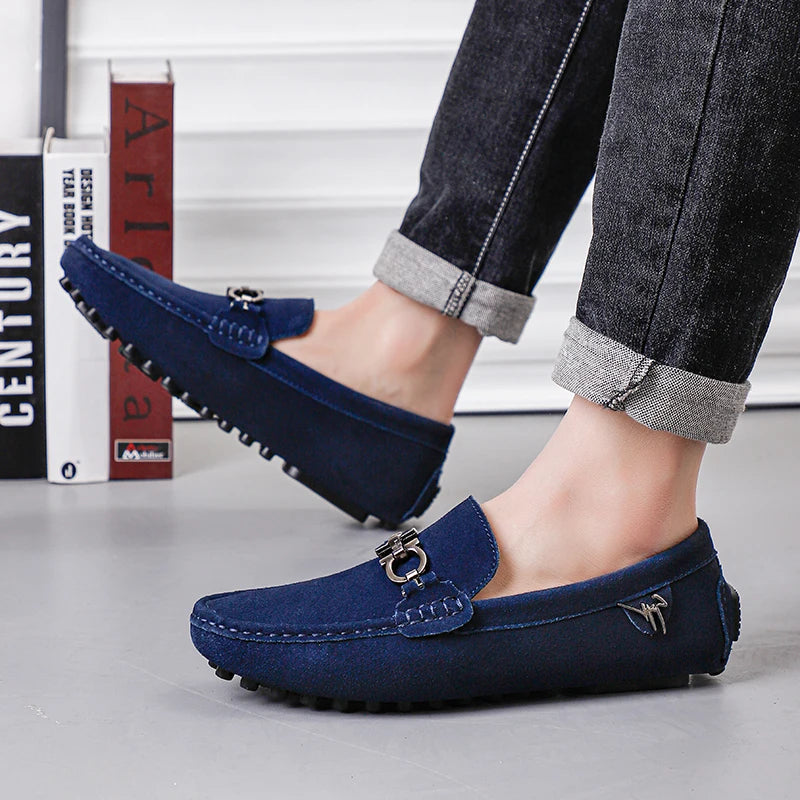 Handmade Suede Leather Men’s Slip-On Loafers