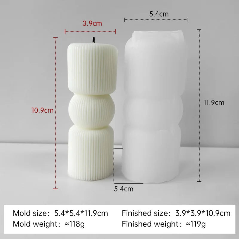 Striped Cylinder Silicone Candle Mold – DIY